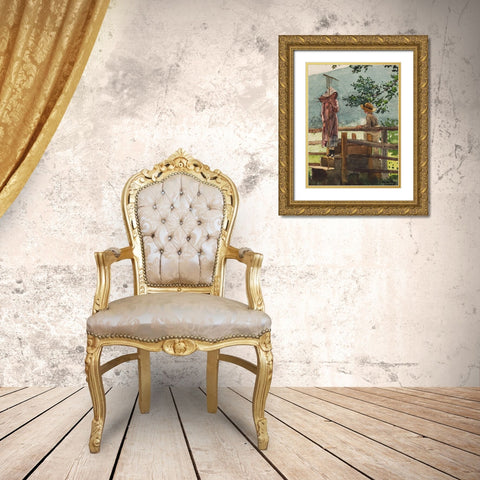 Spring Gold Ornate Wood Framed Art Print with Double Matting by Homer, Winslow