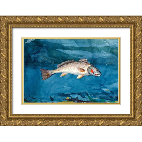 Channel Bass Gold Ornate Wood Framed Art Print with Double Matting by Homer, Winslow