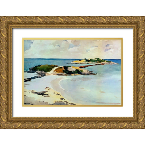 Gallows Island Gold Ornate Wood Framed Art Print with Double Matting by Homer, Winslow