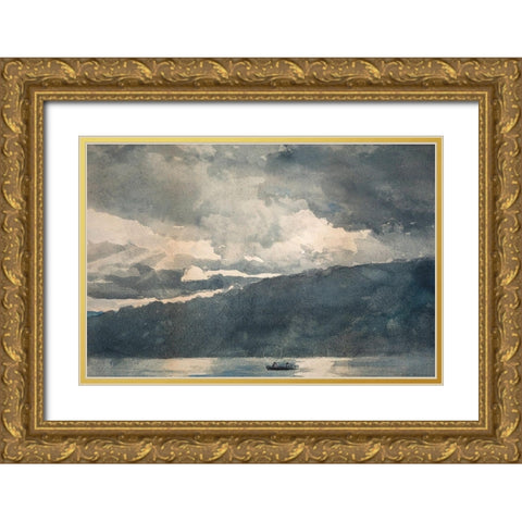 Mink Lake, Adirondacks Gold Ornate Wood Framed Art Print with Double Matting by Homer, Winslow