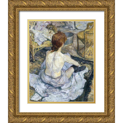Rousse Gold Ornate Wood Framed Art Print with Double Matting by Toulouse-Lautrec, Henri de