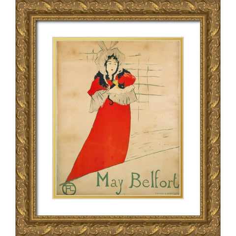 May Belfort Gold Ornate Wood Framed Art Print with Double Matting by Toulouse-Lautrec, Henri de