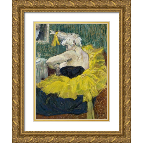 The Clown Cha-U-Kao Gold Ornate Wood Framed Art Print with Double Matting by Toulouse-Lautrec, Henri de