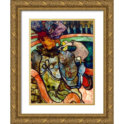 At the New Circus, Papa Chrysanthemum Gold Ornate Wood Framed Art Print with Double Matting by Toulouse-Lautrec, Henri de