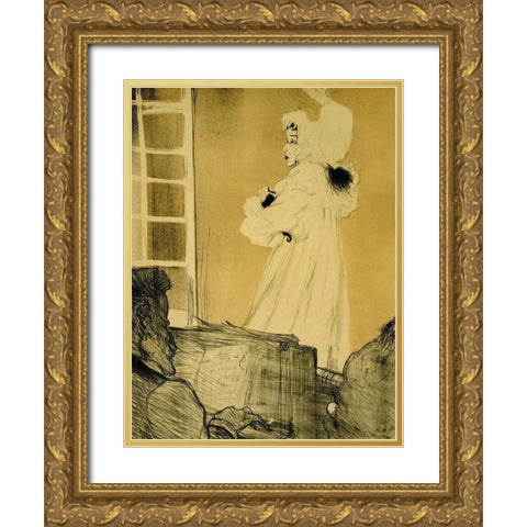 Miss May Belfort Gold Ornate Wood Framed Art Print with Double Matting by Toulouse-Lautrec, Henri de
