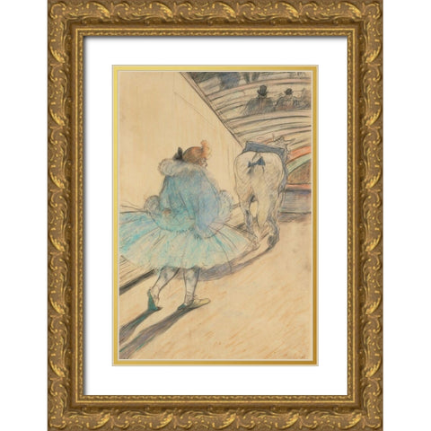At the Circus Entering the Ring Gold Ornate Wood Framed Art Print with Double Matting by Toulouse-Lautrec, Henri de