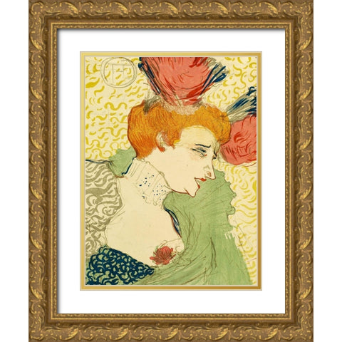 Bust of Mlle. Marcelle Lender Gold Ornate Wood Framed Art Print with Double Matting by Toulouse-Lautrec, Henri de