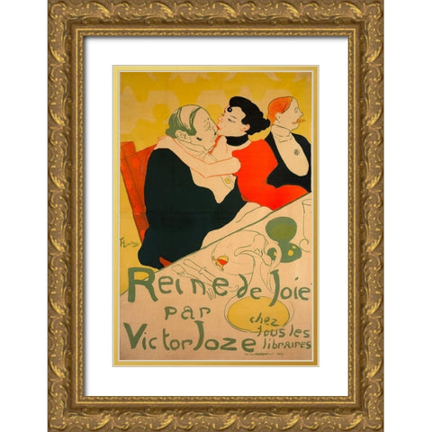 Reine de Joie Gold Ornate Wood Framed Art Print with Double Matting by Toulouse-Lautrec, Henri de