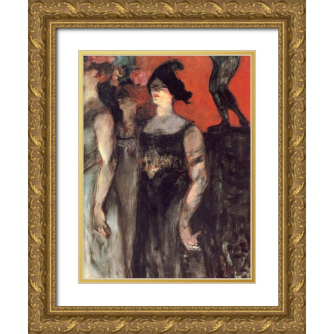 Messalina Gold Ornate Wood Framed Art Print with Double Matting by Toulouse-Lautrec, Henri de