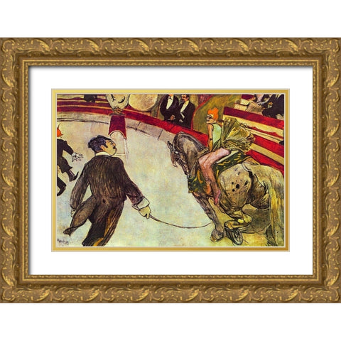 At the circus Fernando Gold Ornate Wood Framed Art Print with Double Matting by Toulouse-Lautrec, Henri de
