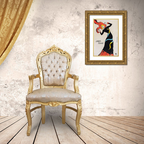Jane Avril Gold Ornate Wood Framed Art Print with Double Matting by Toulouse-Lautrec, Henri de