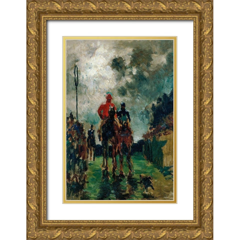 The Jockeys Gold Ornate Wood Framed Art Print with Double Matting by Toulouse-Lautrec, Henri de