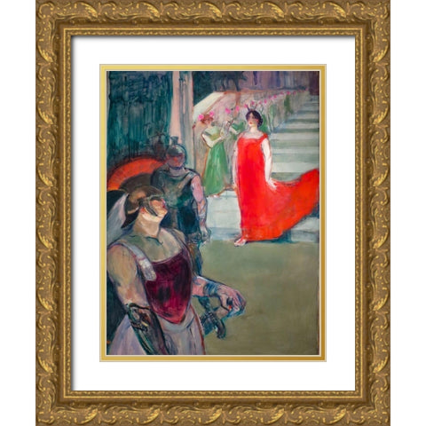 The Opera Messelina at Bordeaux Gold Ornate Wood Framed Art Print with Double Matting by Toulouse-Lautrec, Henri de