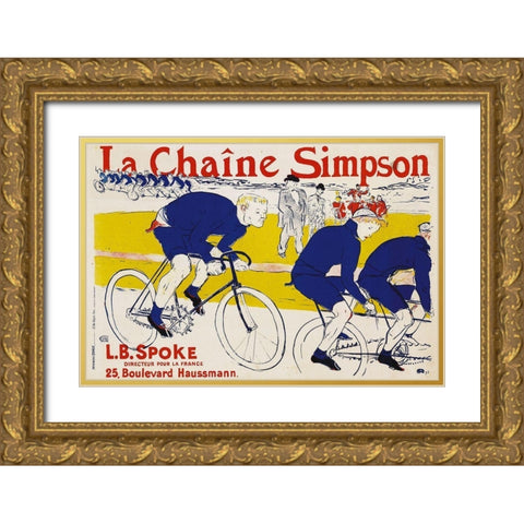La Chaine Simpson Gold Ornate Wood Framed Art Print with Double Matting by Toulouse-Lautrec, Henri de