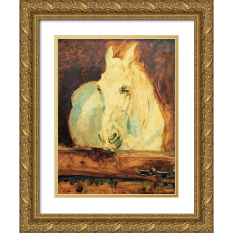 The Grey Horse Gold Ornate Wood Framed Art Print with Double Matting by Toulouse-Lautrec, Henri de
