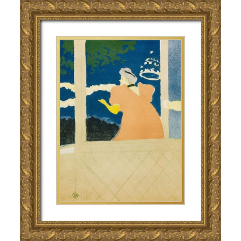 Aux Ambassadeurs Gold Ornate Wood Framed Art Print with Double Matting by Toulouse-Lautrec, Henri de