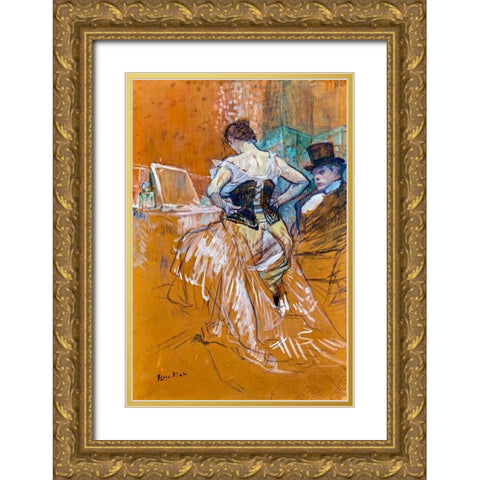 Conquest of passage Gold Ornate Wood Framed Art Print with Double Matting by Toulouse-Lautrec, Henri de