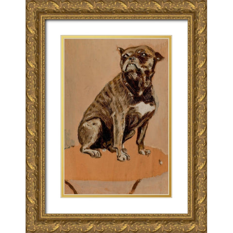 Touc, Seated on a Table Gold Ornate Wood Framed Art Print with Double Matting by Toulouse-Lautrec, Henri de