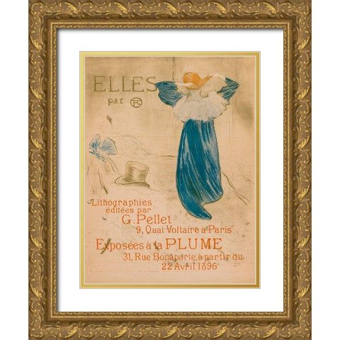 Elles, Frontispiece Gold Ornate Wood Framed Art Print with Double Matting by Toulouse-Lautrec, Henri de
