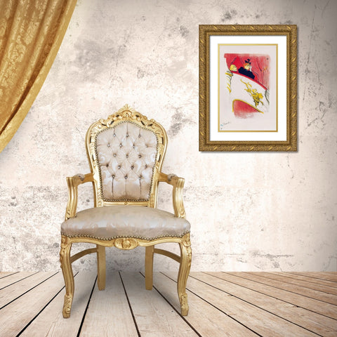La Loge au mascaron dore Gold Ornate Wood Framed Art Print with Double Matting by Toulouse-Lautrec, Henri de
