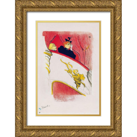 La Loge au mascaron dore Gold Ornate Wood Framed Art Print with Double Matting by Toulouse-Lautrec, Henri de