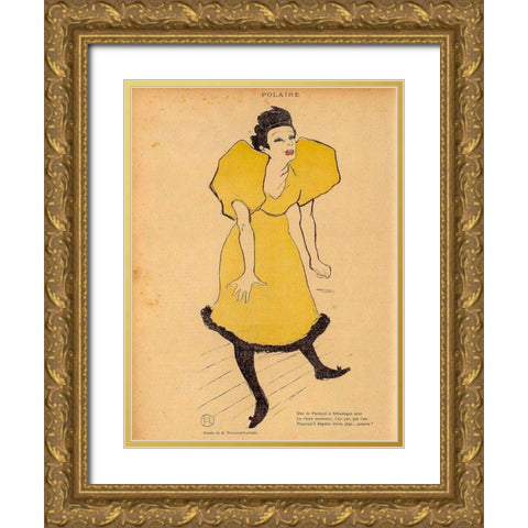 Polaire Gold Ornate Wood Framed Art Print with Double Matting by Toulouse-Lautrec, Henri de