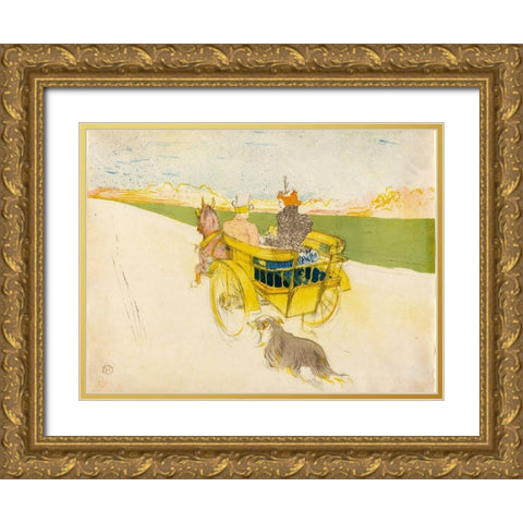 Country Outing Gold Ornate Wood Framed Art Print with Double Matting by Toulouse-Lautrec, Henri de