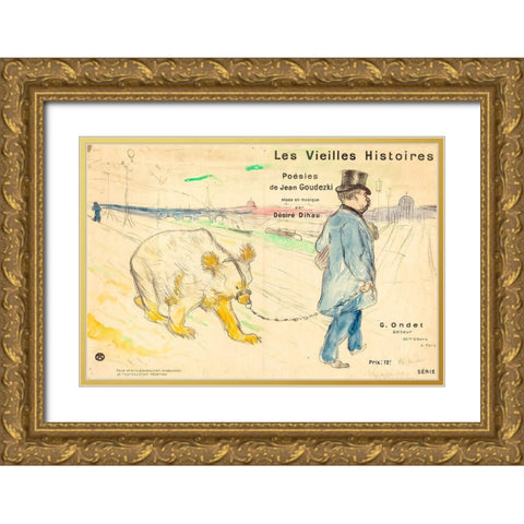 Les Vielles Histoires Gold Ornate Wood Framed Art Print with Double Matting by Toulouse-Lautrec, Henri de