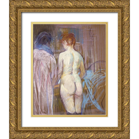 Prostitutes Gold Ornate Wood Framed Art Print with Double Matting by Toulouse-Lautrec, Henri de