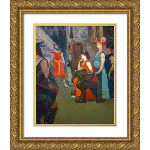 Messalina Gold Ornate Wood Framed Art Print with Double Matting by Toulouse-Lautrec, Henri de
