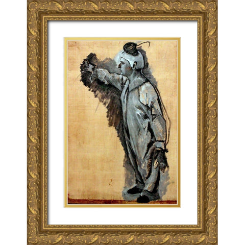 Clown anagoria Gold Ornate Wood Framed Art Print with Double Matting by Toulouse-Lautrec, Henri de