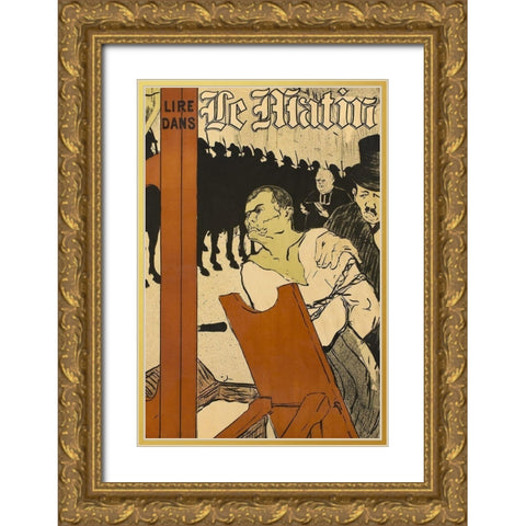 At the Foot of the Scaffold Gold Ornate Wood Framed Art Print with Double Matting by Toulouse-Lautrec, Henri de