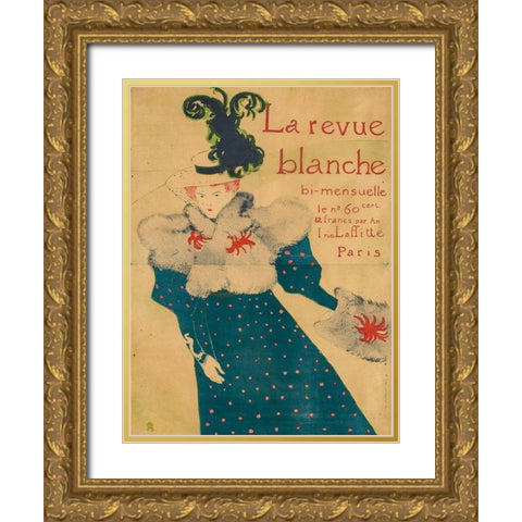 La revue blanche Gold Ornate Wood Framed Art Print with Double Matting by Toulouse-Lautrec, Henri de
