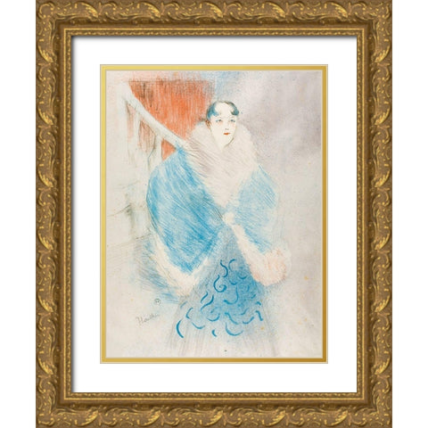 Elsa, called The Viennese Gold Ornate Wood Framed Art Print with Double Matting by Toulouse-Lautrec, Henri de