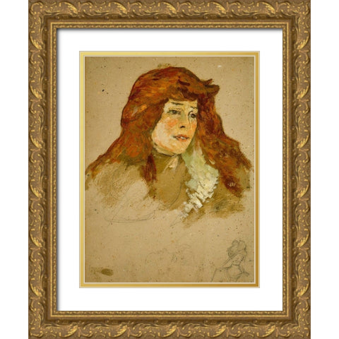 Mme Lili Grenier Gold Ornate Wood Framed Art Print with Double Matting by Toulouse-Lautrec, Henri de