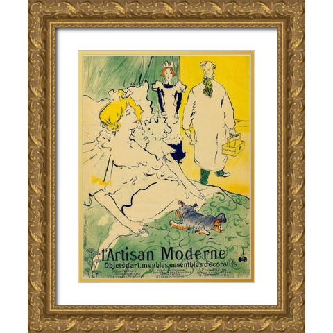 Lâ€™Artisan Moderne Gold Ornate Wood Framed Art Print with Double Matting by Toulouse-Lautrec, Henri de
