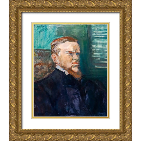 Portrait of Octave Raquin Gold Ornate Wood Framed Art Print with Double Matting by Toulouse-Lautrec, Henri de