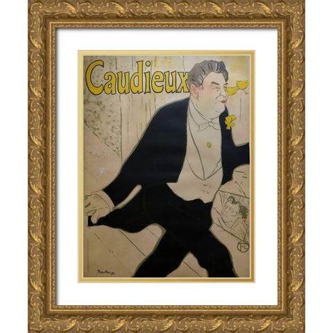Caudieux Gold Ornate Wood Framed Art Print with Double Matting by Toulouse-Lautrec, Henri de