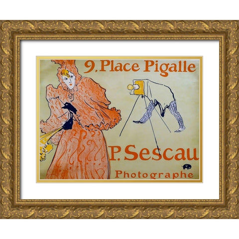 The Photographer Sescau Gold Ornate Wood Framed Art Print with Double Matting by Toulouse-Lautrec, Henri de