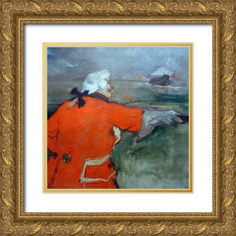 Paul Viaud in an 18th Century Admiral Costume Gold Ornate Wood Framed Art Print with Double Matting by Toulouse-Lautrec, Henri de