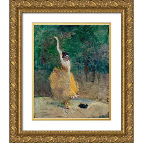 Spanish Dancer Gold Ornate Wood Framed Art Print with Double Matting by Toulouse-Lautrec, Henri de