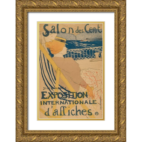 Salon des Cent: Exposition Internationale daffiches Gold Ornate Wood Framed Art Print with Double Matting by Toulouse-Lautrec, Henri de