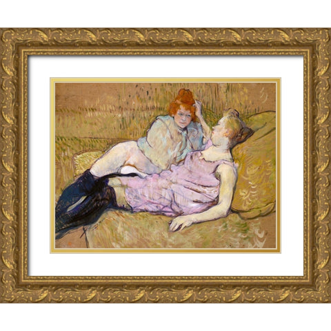 The Sofa Gold Ornate Wood Framed Art Print with Double Matting by Toulouse-Lautrec, Henri de