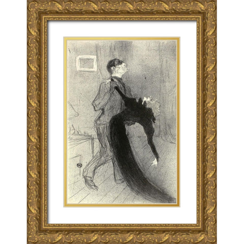 The Fainting Fit Gold Ornate Wood Framed Art Print with Double Matting by Toulouse-Lautrec, Henri de