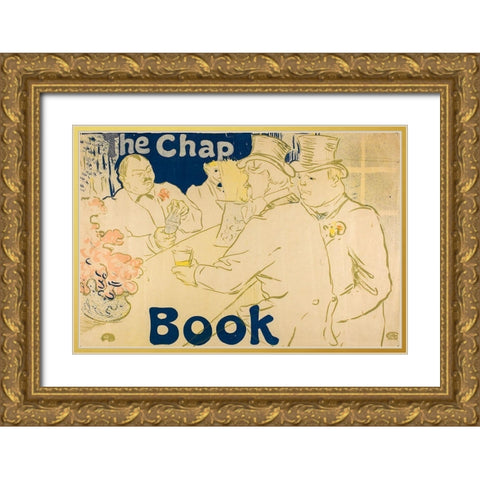 Irish and American Bar, Rue Royale, The Chap Book Gold Ornate Wood Framed Art Print with Double Matting by Toulouse-Lautrec, Henri de