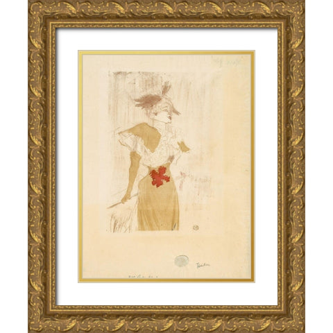 Mademoiselle Marcelle Lender, Standing Gold Ornate Wood Framed Art Print with Double Matting by Toulouse-Lautrec, Henri de
