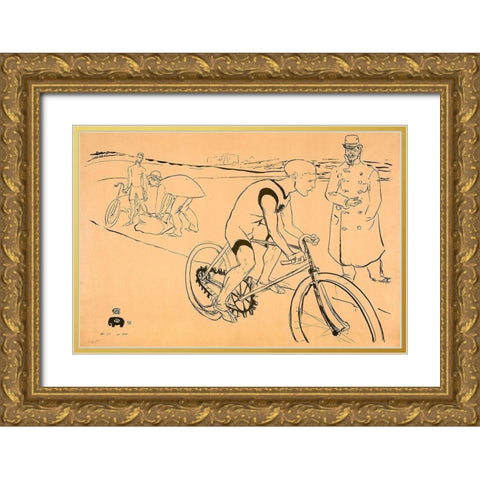 Cycle Michael Gold Ornate Wood Framed Art Print with Double Matting by Toulouse-Lautrec, Henri de