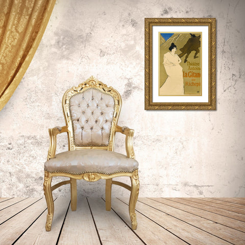 La Gitane Gold Ornate Wood Framed Art Print with Double Matting by Toulouse-Lautrec, Henri de