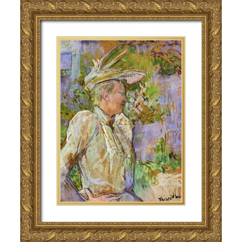 Gabrielle the Dancer Gold Ornate Wood Framed Art Print with Double Matting by Toulouse-Lautrec, Henri de