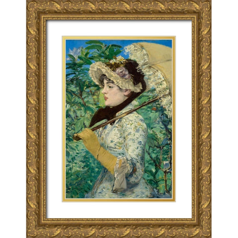 Jeanne Gold Ornate Wood Framed Art Print with Double Matting by Manet, Edouard